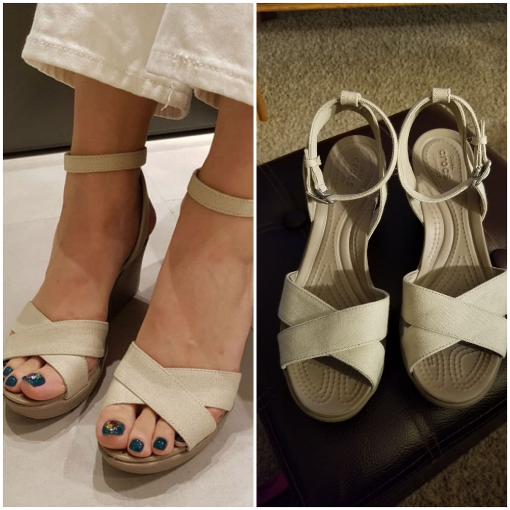 Dual crocs comfort wedges.